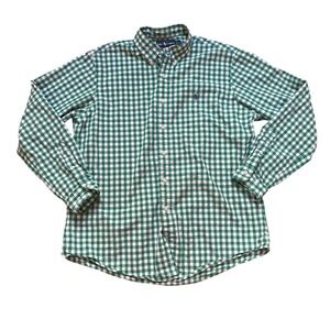 Ralph‎ Lauren Button Down Shirt Mens Green Gingham Custom Fit EXCELLENT SIZE XL
